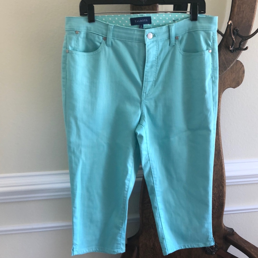 TALBOTS JEANS -Cropped Aqua/Green Like New!  See Pics 2 4 7 8 for color
